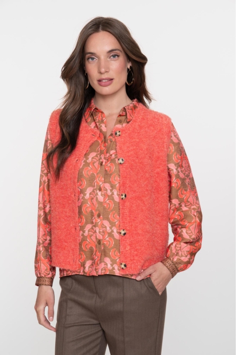 Geisha oranje dames gilet | Model vooraanzicht