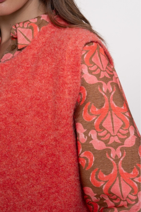 Geisha oranje dames gilet | Close up