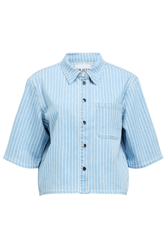 Object blauwe dames blouse | Vooraanzicht