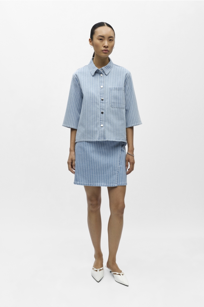 Object blauwe dames blouse | Model