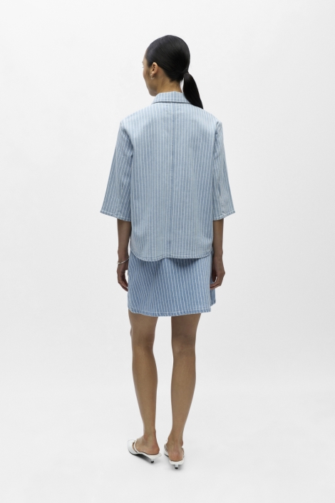 Object blauwe dames blouse | Model