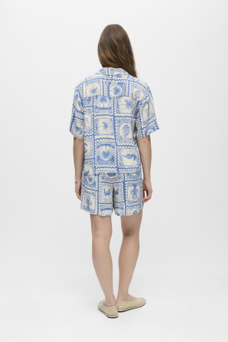 Object beige dames blouse | Model achteraanzicht