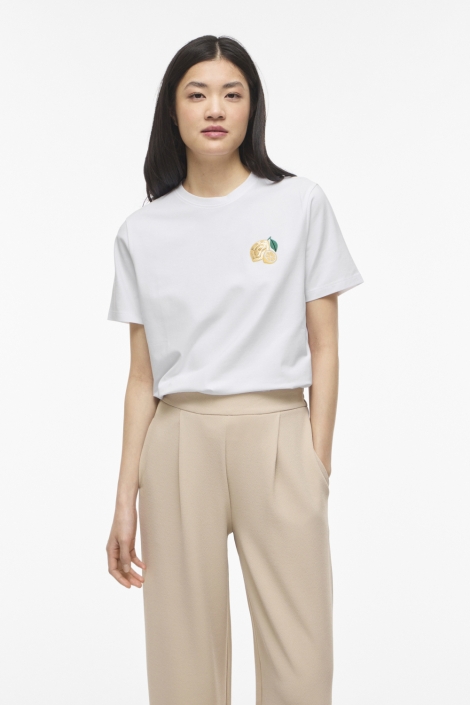 Vila witte dames t-shirt | Model vooraanzicht