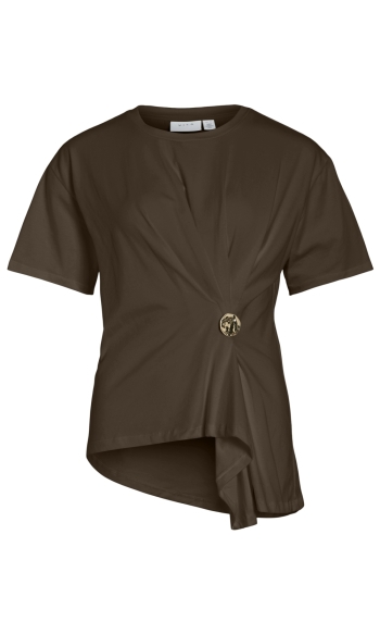 VIKALMARA O-NECK S/S BUCKLE T-SHIRT 14114786 Slate Black