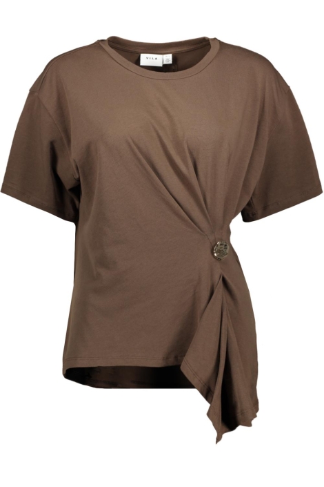Vila bruine dames t-shirt | Vooraanzicht
