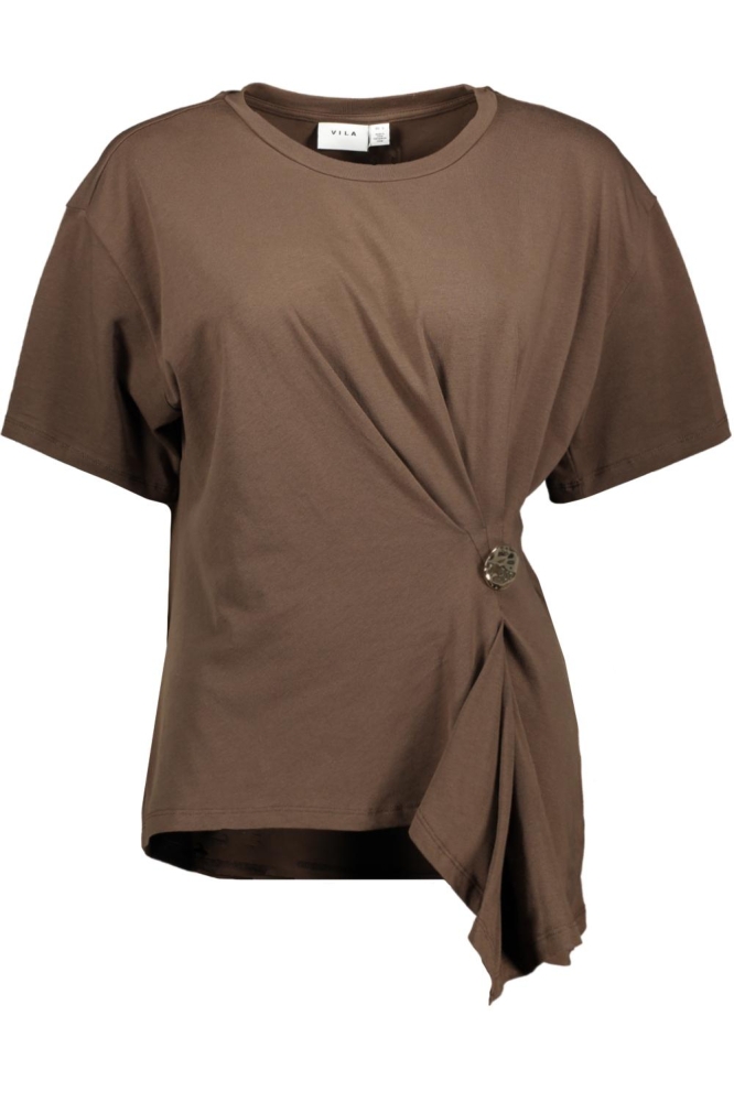 Vila bruine dames t-shirt | Vooraanzicht