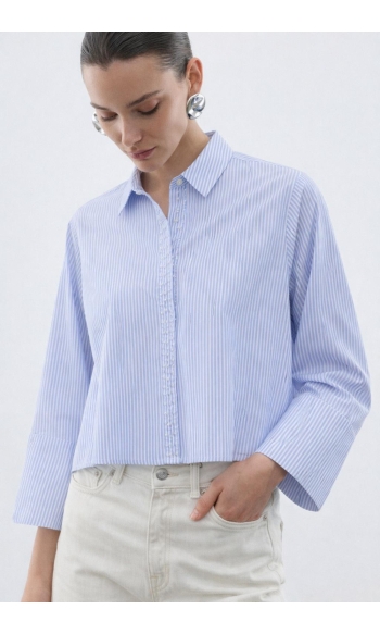 VIPILINA L/S STRIPED SHIRT/RC 14115470 Snow White/LIGHT BLUE