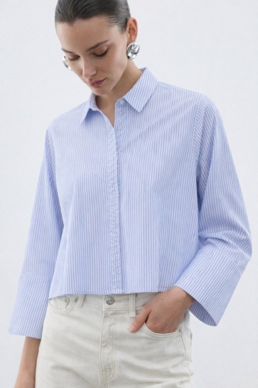Vila Blouse VIPILINA L/S STRIPED SHIRT/RC 14115470 Snow White/LIGHT BLUE