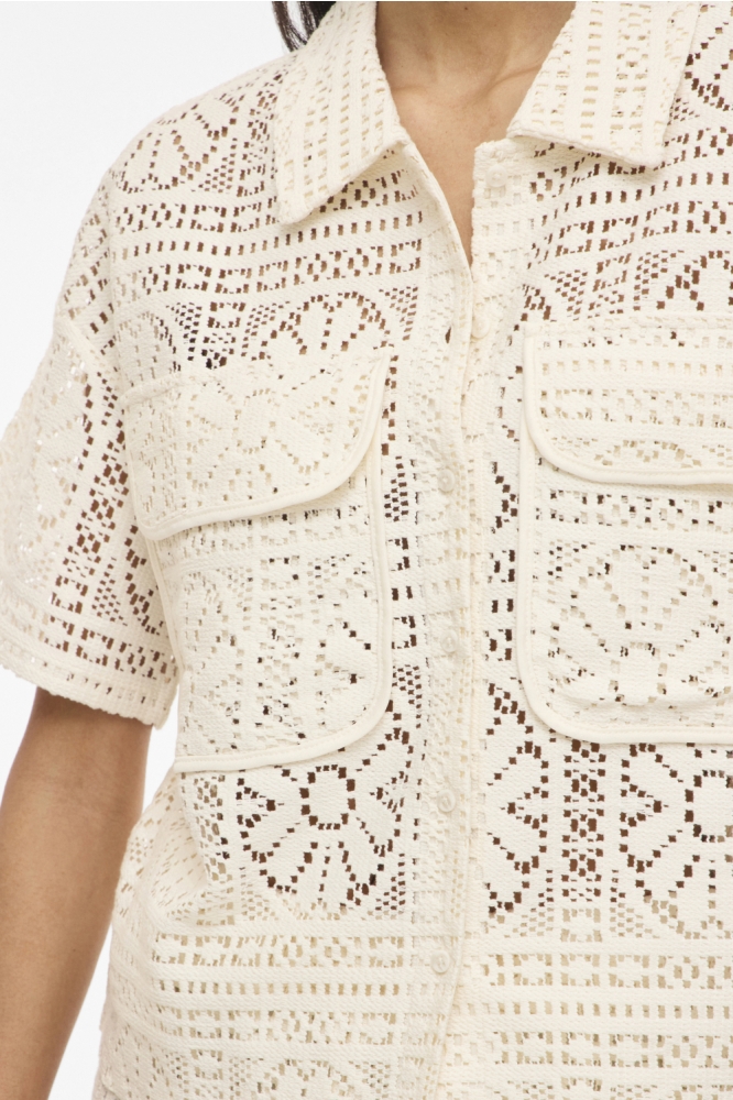 Vila beige dames blouse | Close up