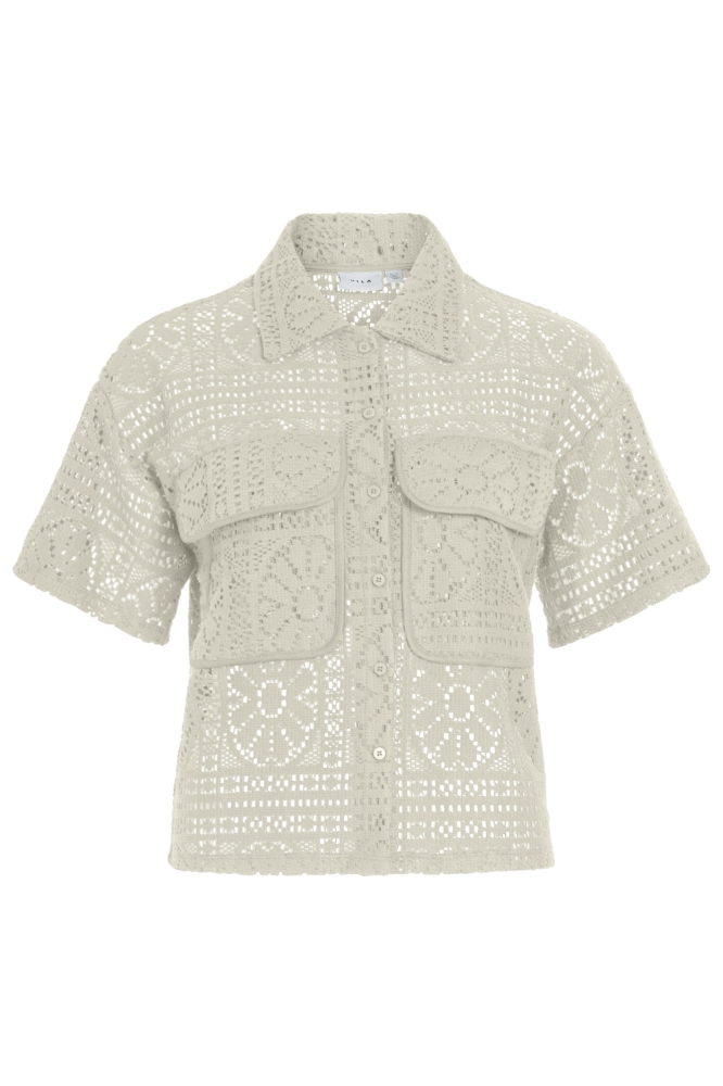 Vila beige dames blouse | Vooraanzicht