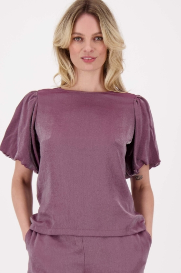 Zusss T-shirt SATIJNEN TOP MET POFMOUW 0304 0004 6001 AUBERGINE