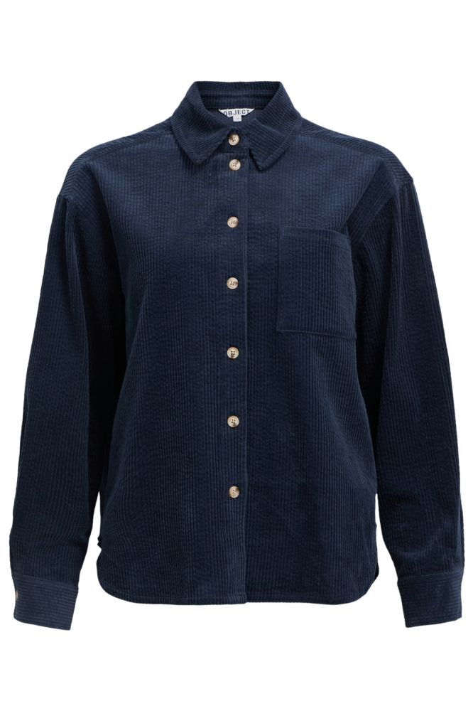 Object blauwe dames blouse | Vooraanzicht