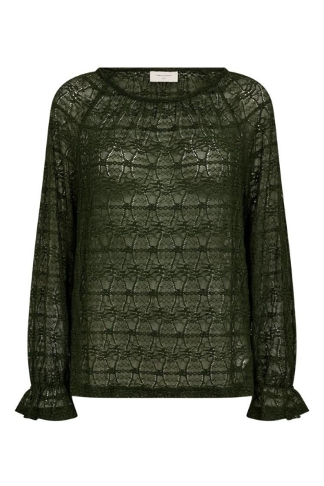 Freequent groene dames blouse | Vooraanzicht
