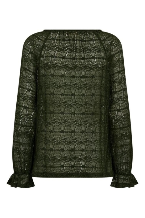 Freequent groene dames blouse | Achteraanzicht