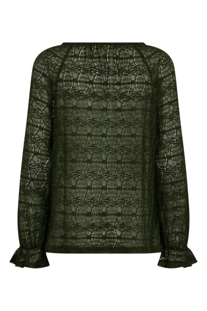 Freequent groene dames blouse | Achteraanzicht