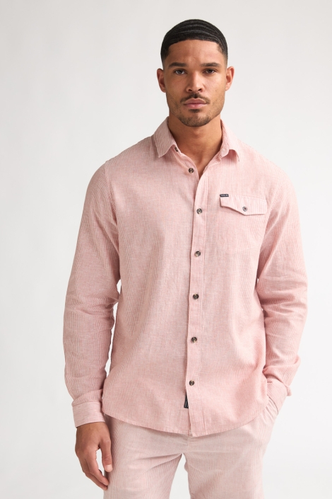 Petrol Industries roze heren overhemd | Model vooraanzicht