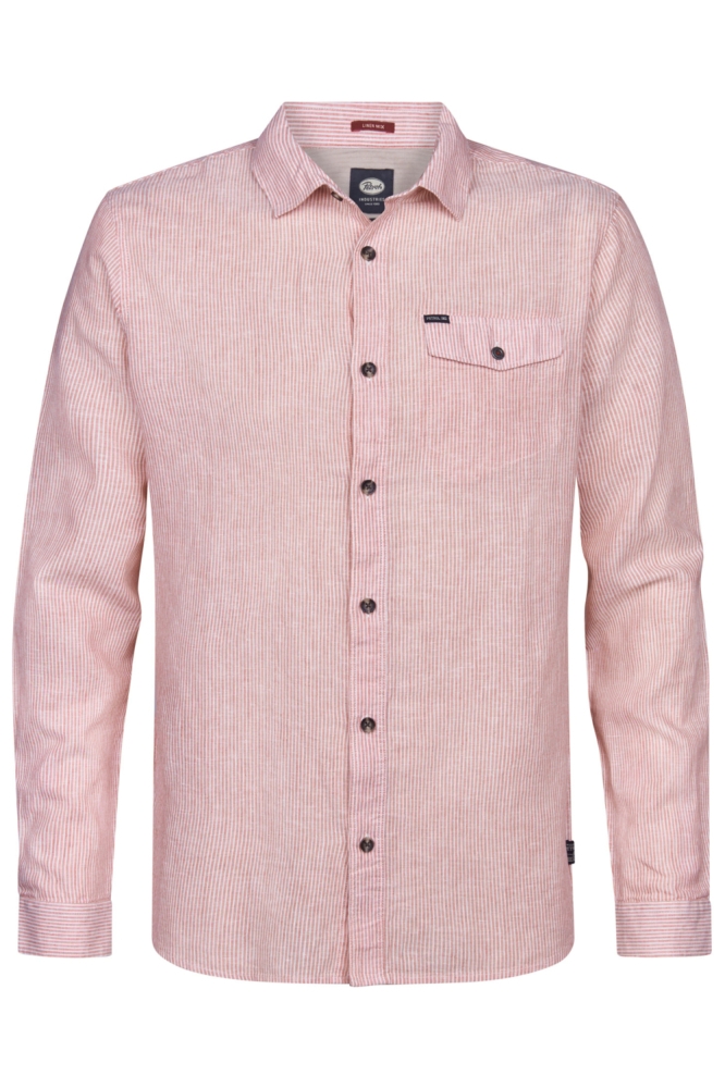 Petrol Industries roze heren overhemd | Vooraanzicht