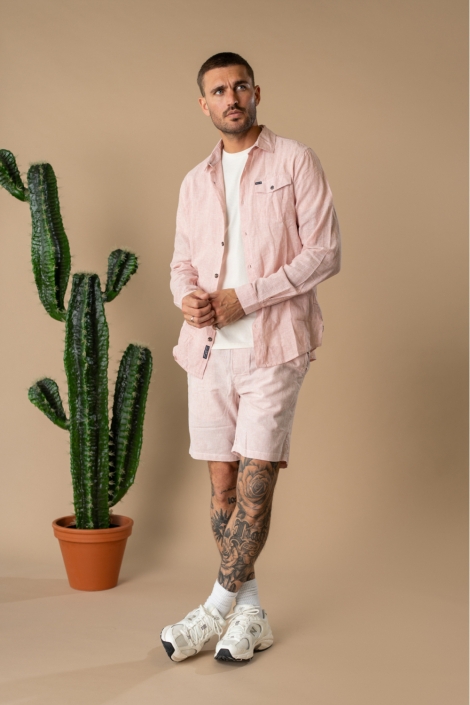 Petrol Industries roze heren overhemd | Sfeerbeeld, In situatie