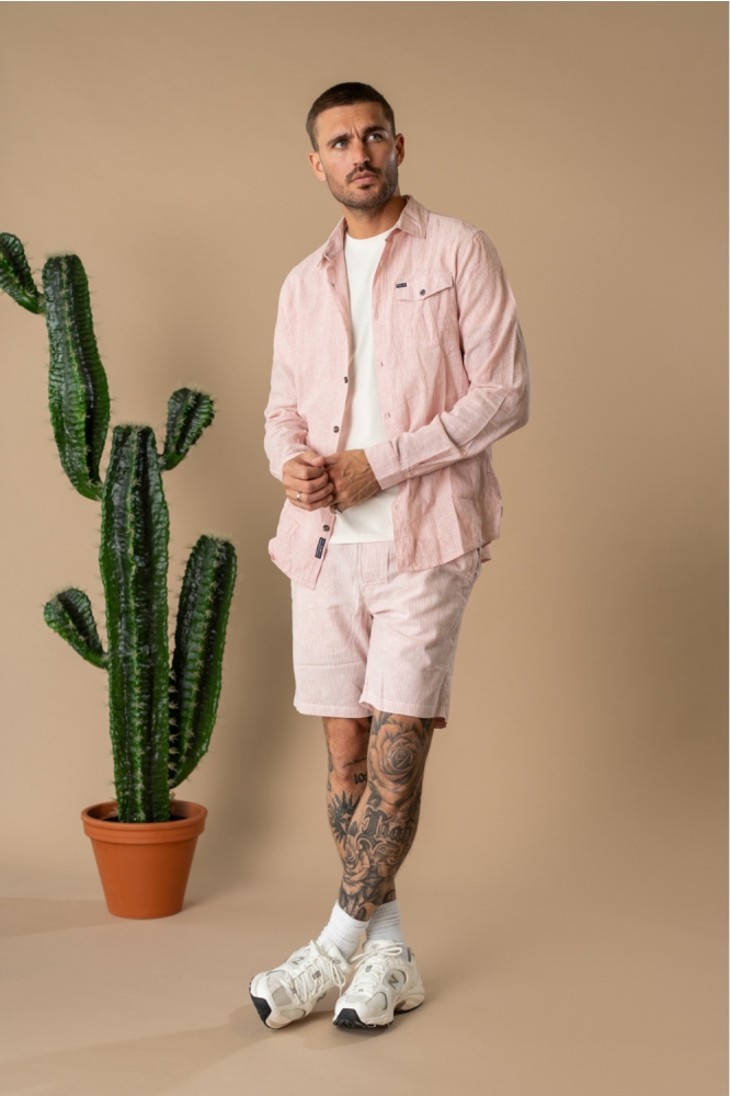 Petrol Industries roze heren overhemd | Sfeerbeeld, In situatie