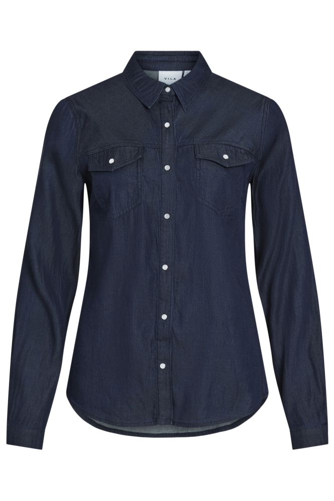 Vila blauwe dames blouse | Vooraanzicht