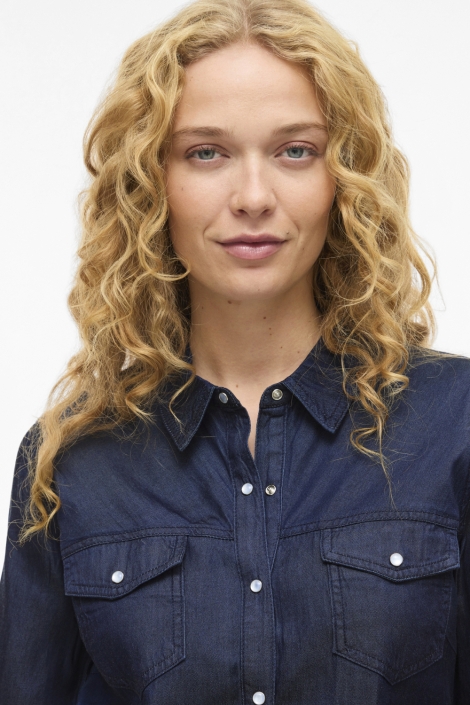 Vila blauwe dames blouse | Close up