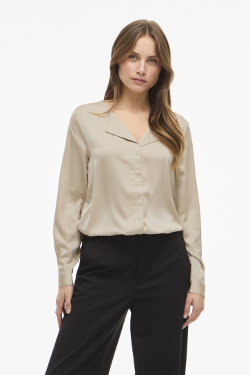 Vila VIELLETTE V-NECK L/S SATIN SHIRT - 14114164 