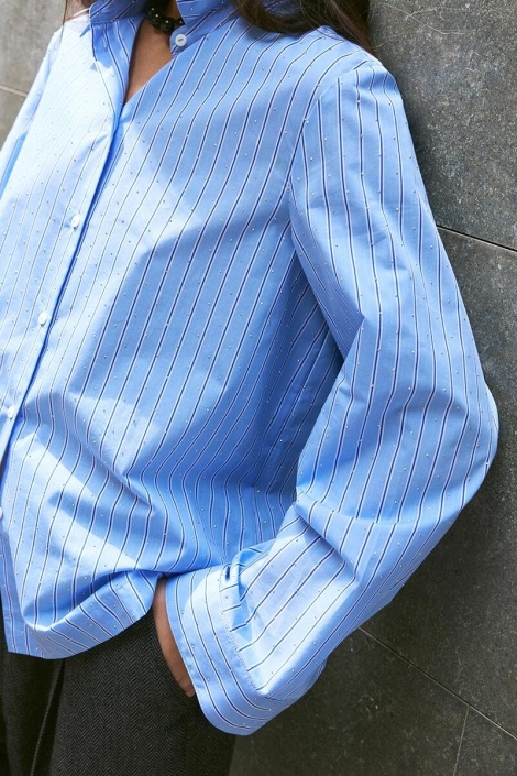 Vila blauwe dames blouse | Close up