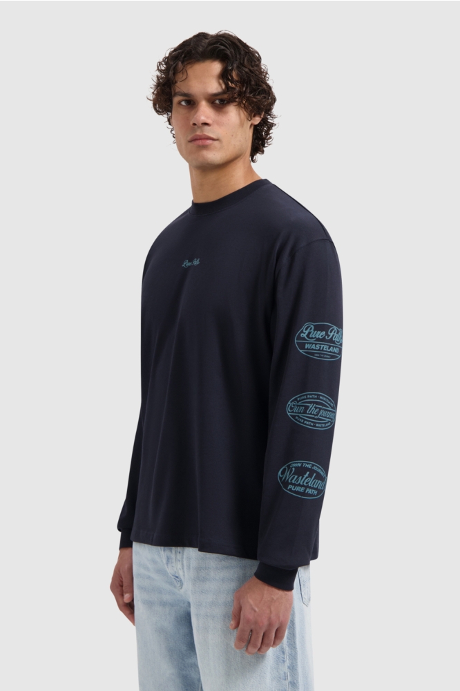 Pure Path blauwe heren t-shirt | Model zijaanzicht