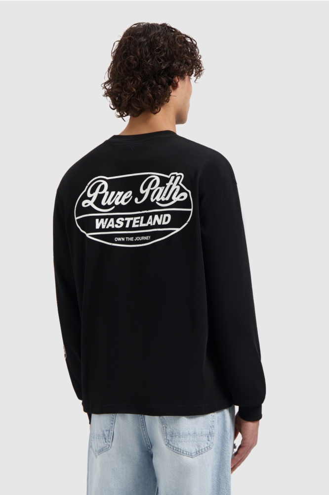 Pure Path zwarte heren t-shirt | Model achteraanzicht