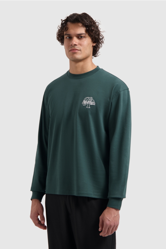 Pure Path groene heren sweater | Model vooraanzicht