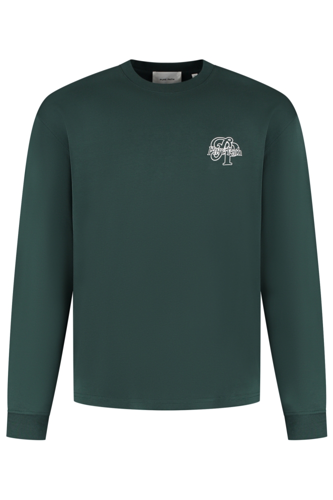 Pure Path groene heren sweater | Vooraanzicht