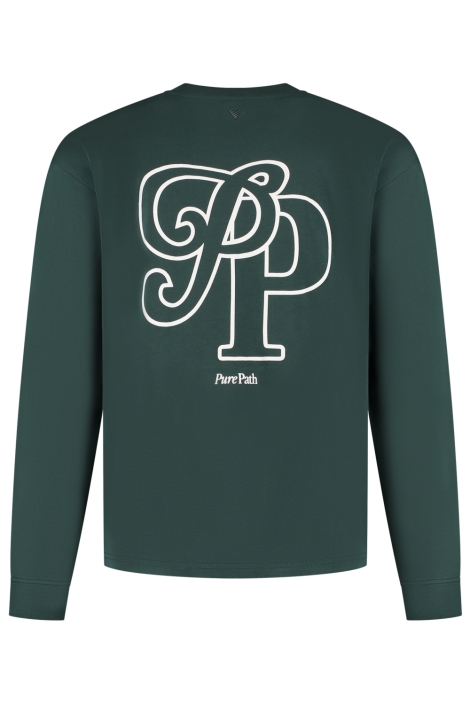 Pure Path groene heren sweater | Achteraanzicht