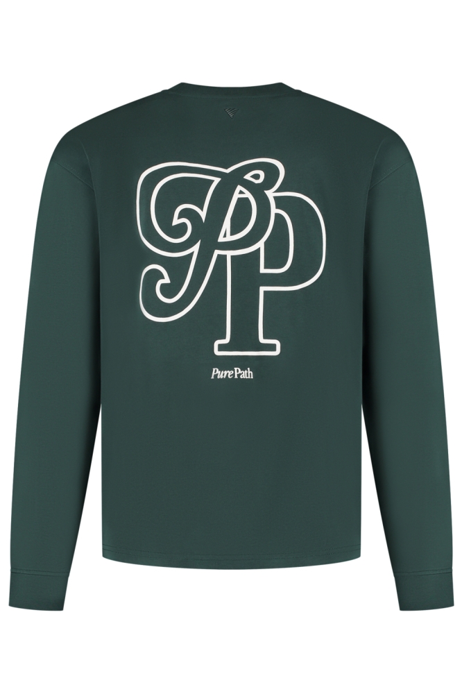 Pure Path groene heren sweater | Achteraanzicht
