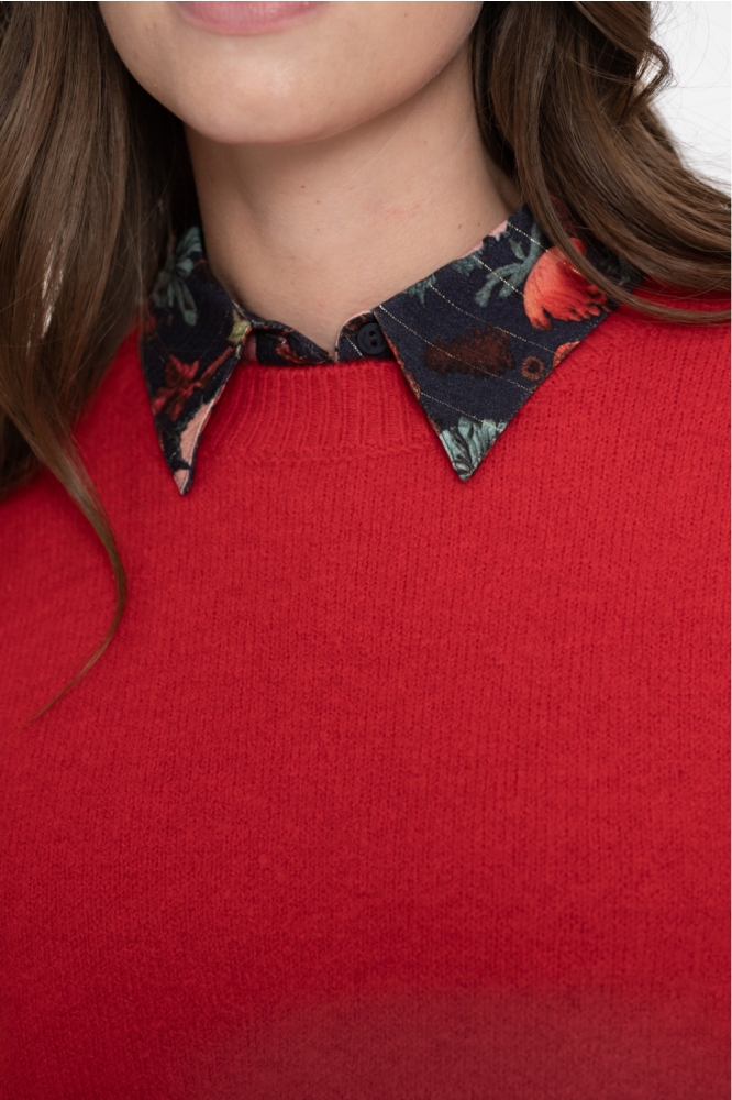 Geisha rode dames trui | Close up