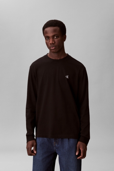 Calvin Klein ls easy monogram tee Zwart