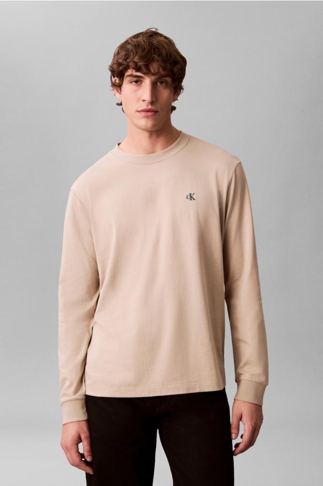 Calvin Klein camel heren t-shirt | Model vooraanzicht