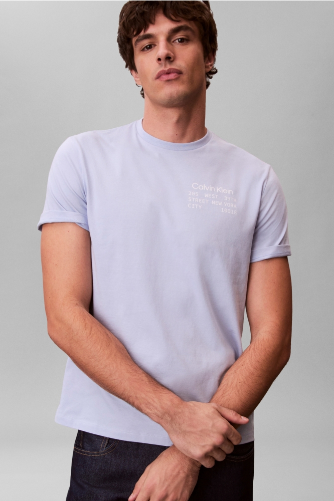 Calvin Klein blauwe heren t-shirt | Model vooraanzicht