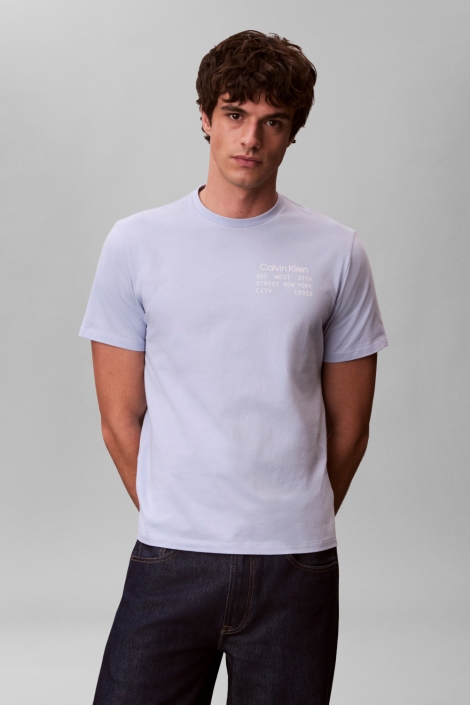 Calvin Klein blauwe heren t-shirt | Model vooraanzicht