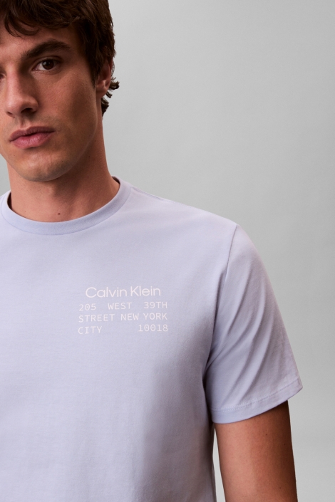 Calvin Klein blauwe heren t-shirt | Close up