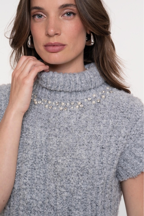 Geisha grijze dames trui | Close up