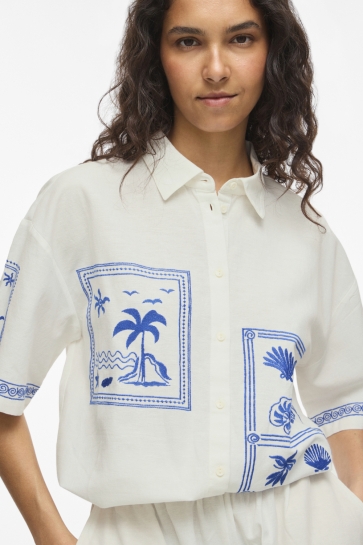 Vila Blouse VIKAM S/S SLEEVE SHIRT/RC 14116039 Snow White/PATCH