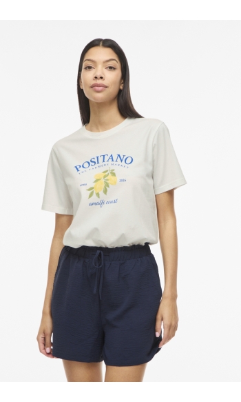VISYBILLA O-NECK S/S LEMON TOP/PB 14115813 Snow White/POSITANO