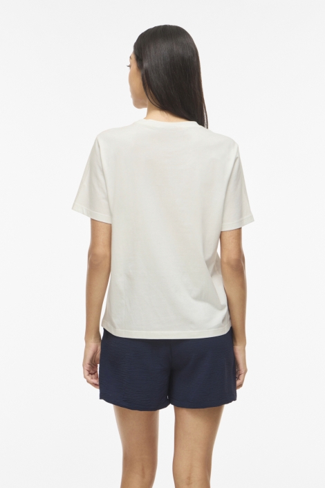Vila witte dames t-shirt | Model achteraanzicht