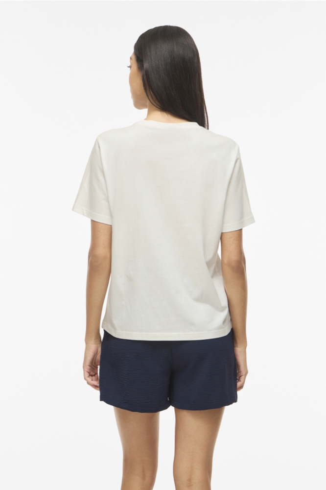 Vila witte dames t-shirt | Model achteraanzicht
