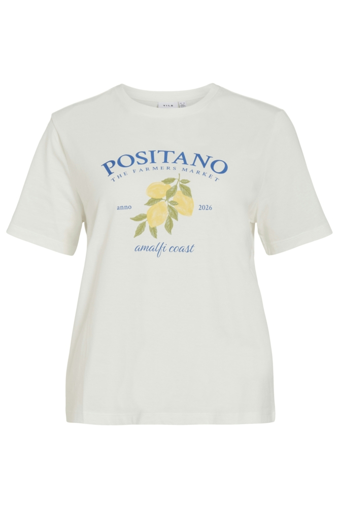 Vila witte dames t-shirt | Vooraanzicht