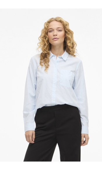 VIDARMA L/S REGULAR SHIRT - NOOS 14110541 NANTUCKET BREEZE/BRIGHT WHITE