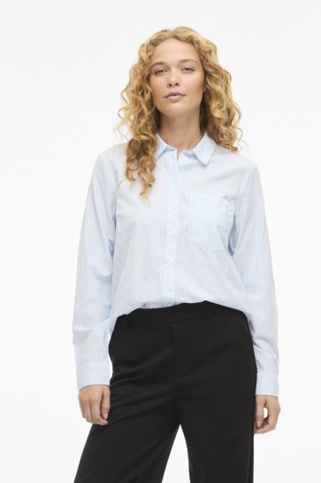 Vila Blouse VIDARMA L/S REGULAR SHIRT - NOOS 14110541 NANTUCKET BREEZE/BRIGHT WHITE