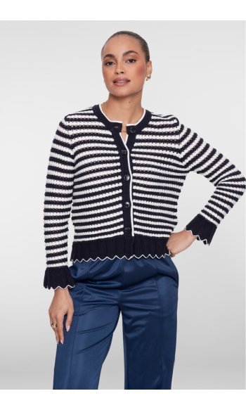 VEST MET STREEP PATROON 64010 10 NAVY/OFFWHITE