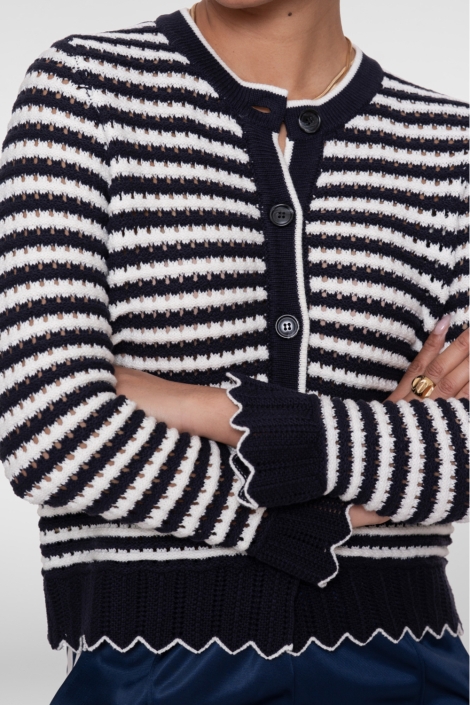 Geisha blauwe dames vest | Close up