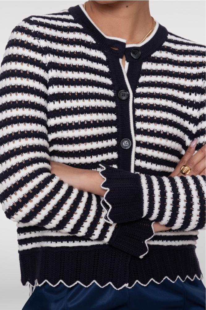 Geisha blauwe dames vest | Close up